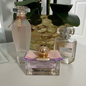 Three bottles of fragrance.
